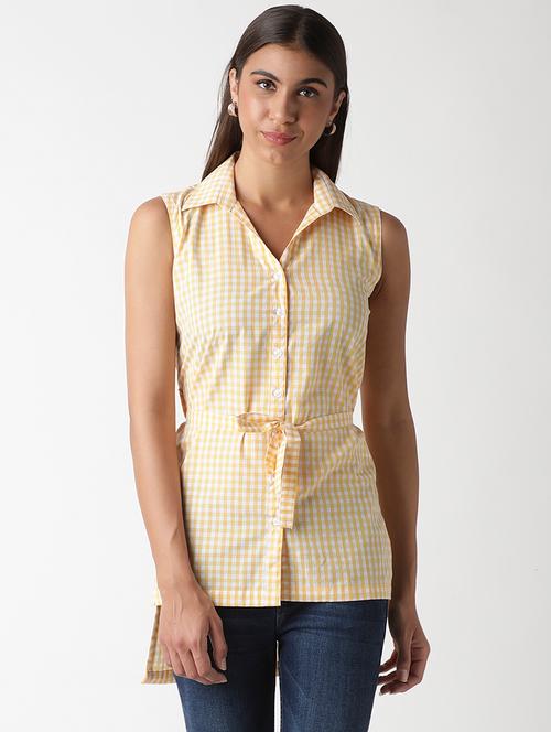 tie front checkered top - 17865864 - Very Small Image - 1