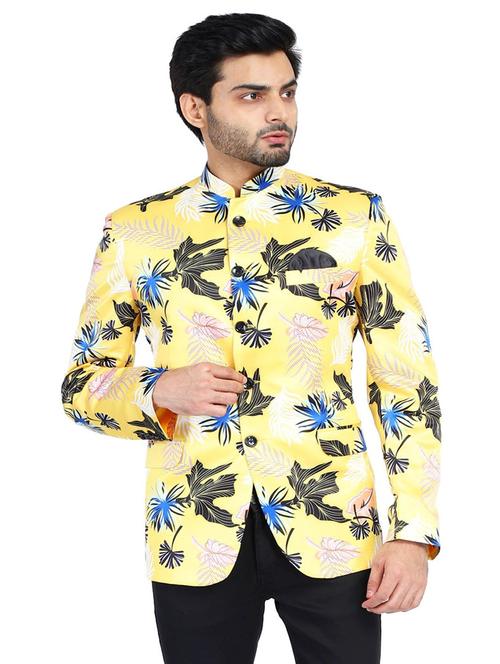 yellow printed bandhgalas - 17865895 - Very Small Image - 1