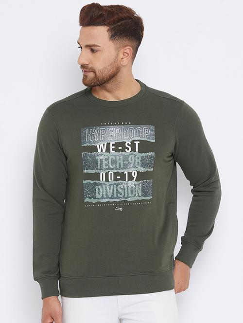 olive green printed sweatshirt - 17865927 - Very Small Image - 1
