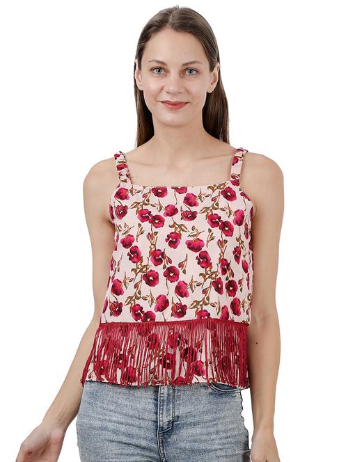 laced hem floral top - 17866673 - Very Small Image - 1