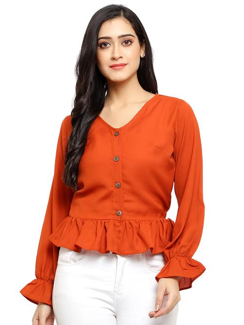 v-neck solid top - 17866678 - Very Small Image - 1