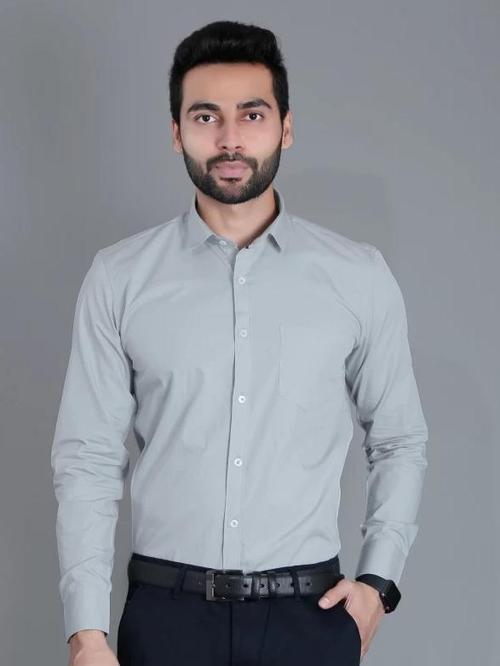 grey cotton formal shirt - 17866960 - Very Small Image - 1