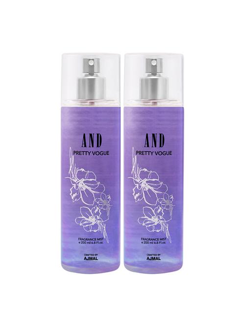and pretty vogue pack of 2 body mist 200ml each for female crafted by ajmal + 2 parfum testers - 17867597 - Very Small Image - 1