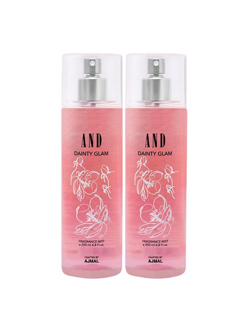and dainty glam pack of 2 body mist 200ml each for female crafted by ajmal + 2 parfum testers - 17867601 - Very Small Image - 1