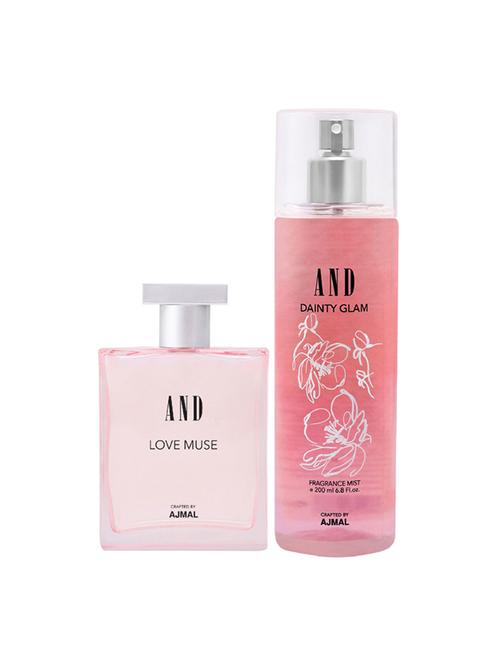 and love muse eau de parfum 50ml & dainty glam body mist 200ml pack of 2 for women crafted by ajmal + 2 parfum testers - 17867642 - Very Small Image - 1
