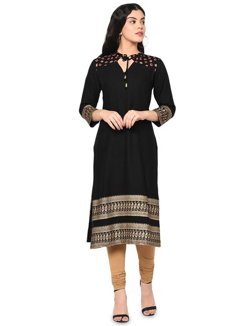 foil printed straight kurta - 17869133 - Very Small Image - 1