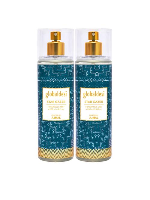 global desi star gazer pack of 2 body mist 200ml each for women crafted by ajmal + 2 parfum testers - 17869340 - Very Small Image - 1