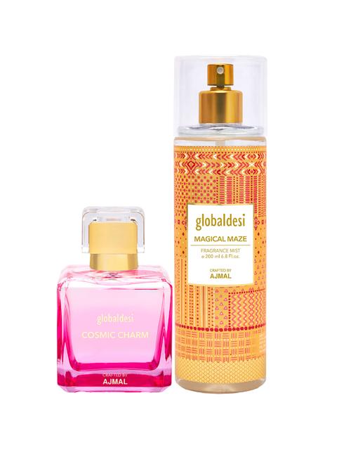 global desi cosmic charm eau de parfum 100ml & magical maze body mist 200ml pack of 2 for women + 2 parfum testers - 17869437 - Very Small Image - 1