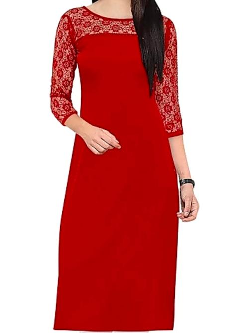red poly crepe kurta - 17869514 - Very Small Image - 1