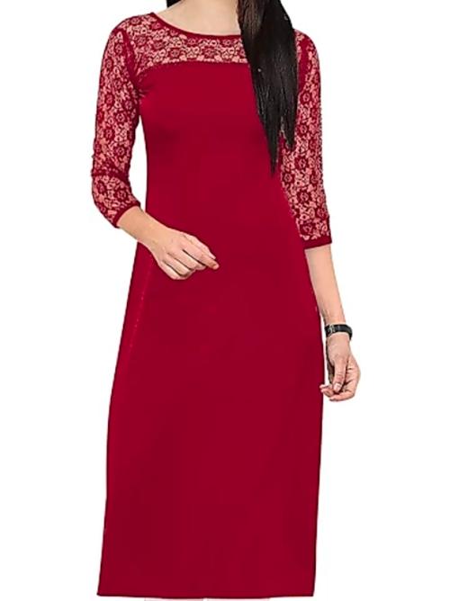 maroon poly crepe kurti - 17869541 - Very Small Image - 1