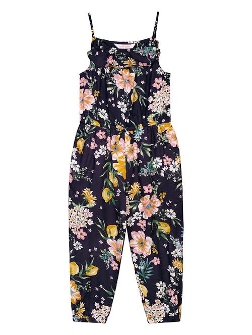 navy blue floral full length jump suit - 17870359 - Very Small Image - 1