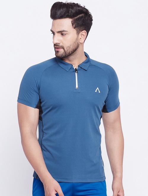 blue solid polo t-shirt - 17870451 - Very Small Image - 1