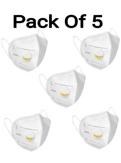nonwoven fabric k-n95 fda approved 5 layer disposable face mask with filter & nose pin respirator for men & women (5 pc), white - 17870473 - Very Small Image - 1