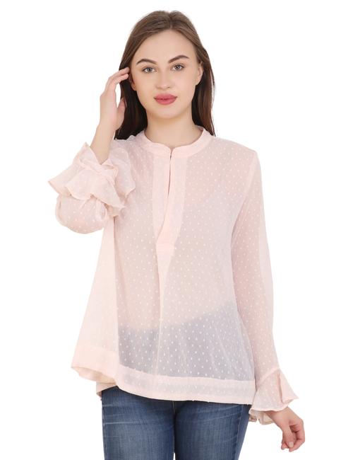 peach colored chiffon top with bell - 17870561 - Very Small Image - 1