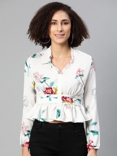 v-neck floral top - 17870673 - Very Small Image - 1