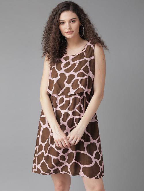 round neck animal a-line dress - 17870954 - Very Small Image - 1