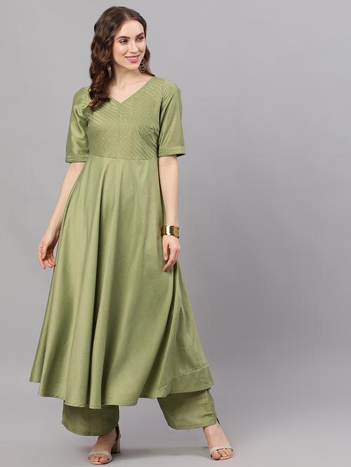 embroidered yoke anarkali kurta - 17871279 - Very Small Image - 1