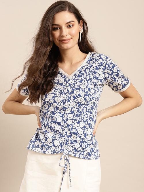 ruched front floral top - 17871394 - Very Small Image - 1