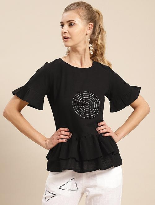 bell sleeved peplum top - 17871410 - Very Small Image - 1