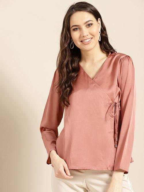 tie front wrap top - 17871413 - Very Small Image - 1