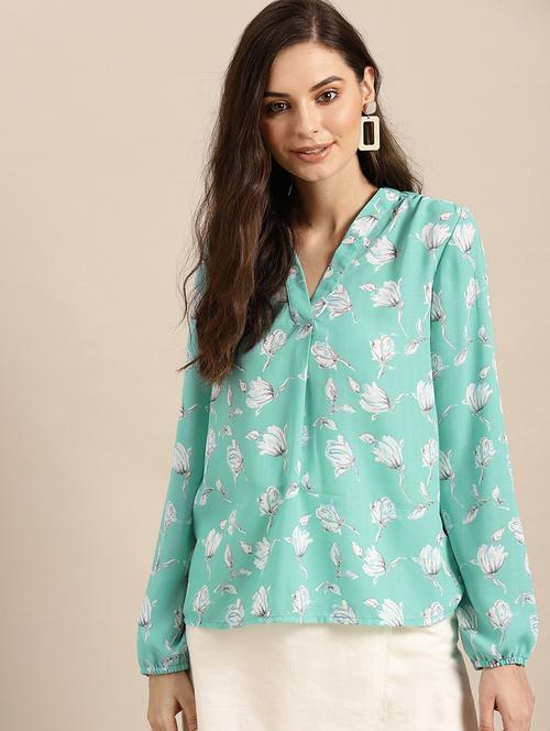 v-neck floral top - 17871424 - Very Small Image - 1