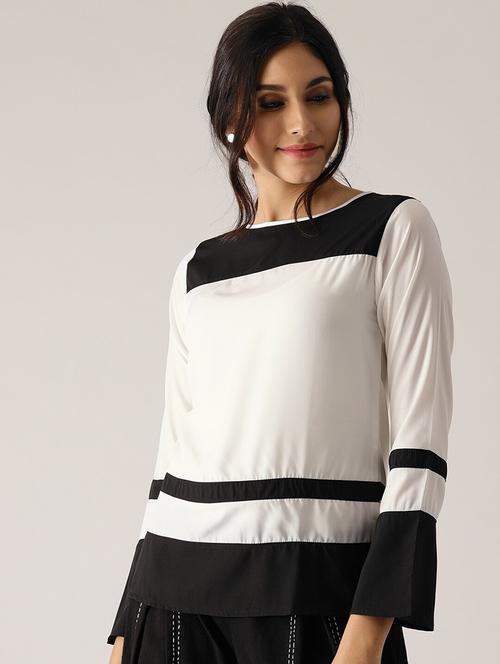 round neck color block top - 17871440 - Very Small Image - 1