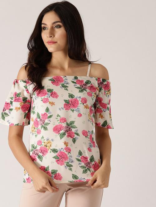 cold shoulder floral top - 17871444 - Very Small Image - 1