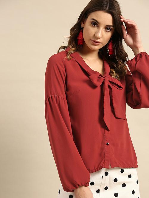 tie up neck solid top - 17871447 - Very Small Image - 1