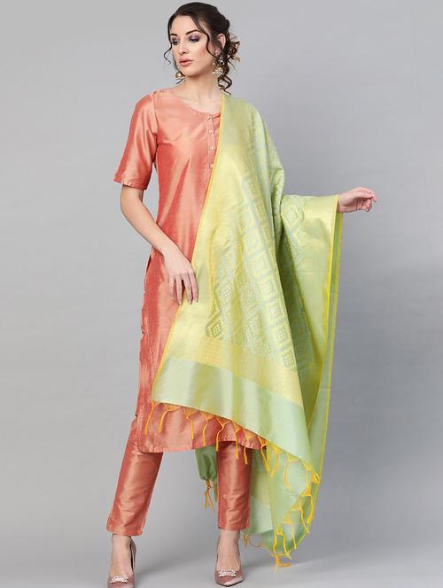 green silk blend dupatta - 17871528 - Very Small Image - 1