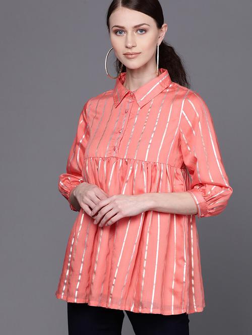 puff sleeved striped shirt tunic - 17871659 - Very Small Image - 1