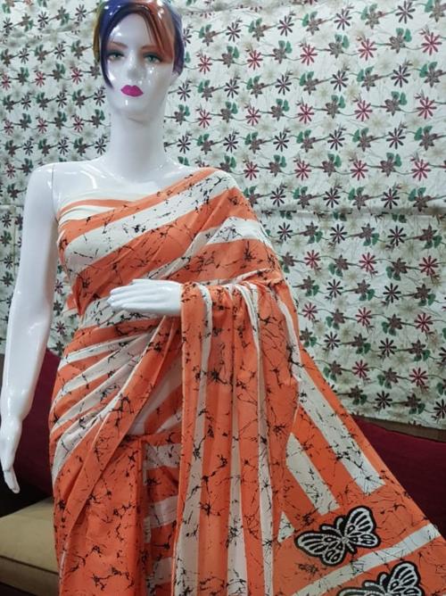 orange liva saree - 17872014 - Very Small Image - 1