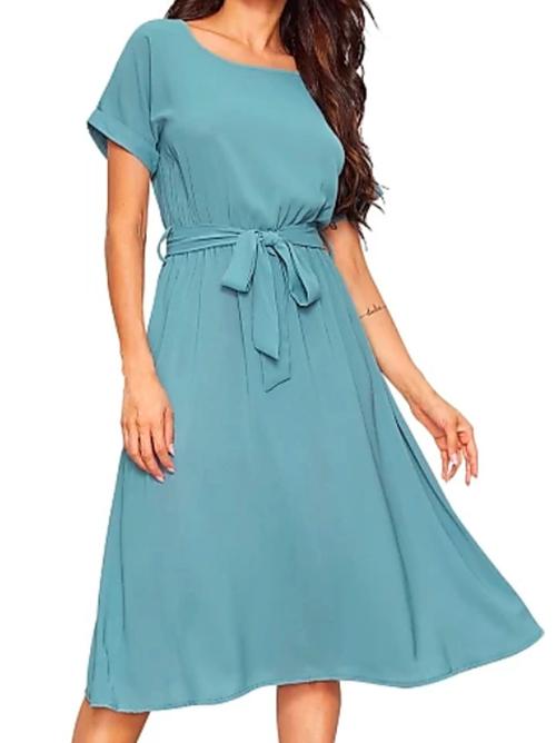crepe light blue dress - 17872690 - Very Small Image - 1