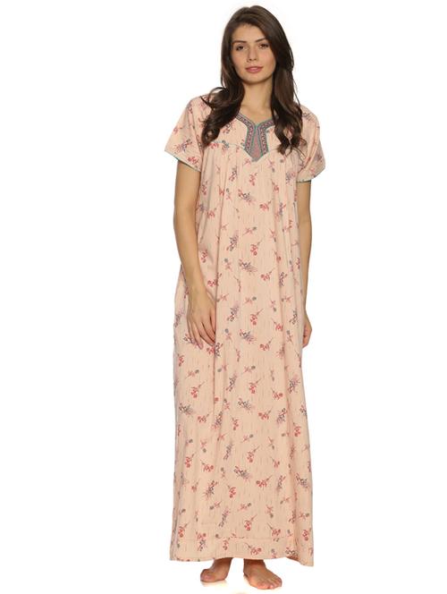 v-neck printed nighty - 17872820 - Very Small Image - 1