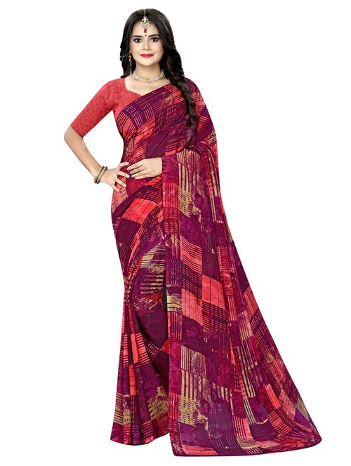 abstract printed saree with blouse - 17872970 - Very Small Image - 1