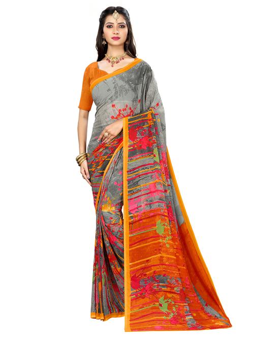 abstract printed saree with blouse - 17872980 - Very Small Image - 1
