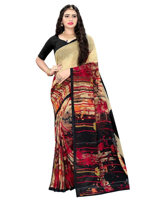 floral printed saree with blouse - 17872989 - Very Small Image - 1