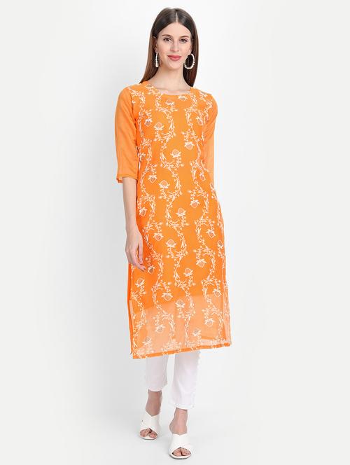 yellow chanderi straight kurta - 17873208 - Very Small Image - 1
