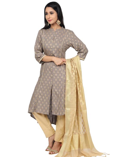 foil print high low kurta - 17873571 - Very Small Image - 1