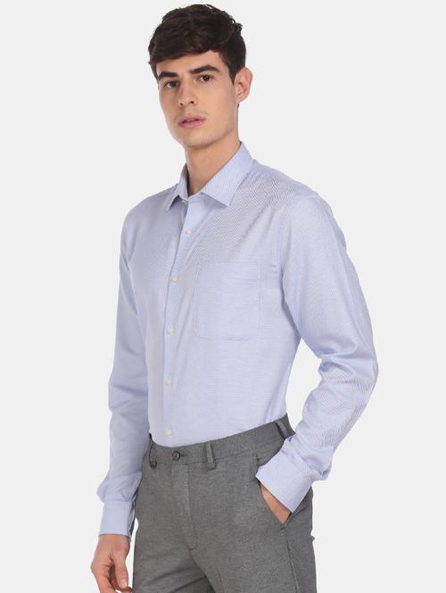 light blue self design formal shirt - 17873802 - Very Small Image - 1