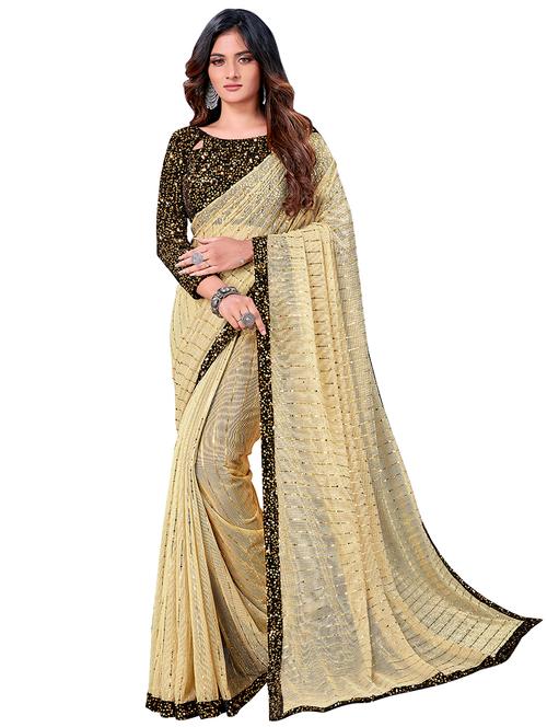 lace bordered sequined saree with blouse - 17873952 - Very Small Image - 1