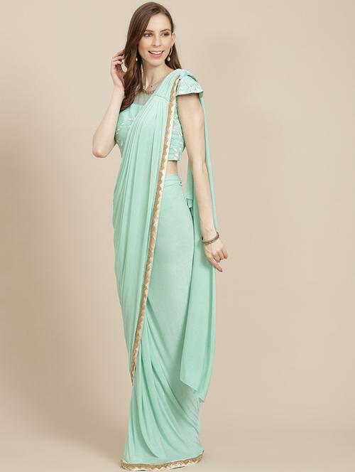 women's bordered light blue colored saree - 17874054 - Very Small Image - 1