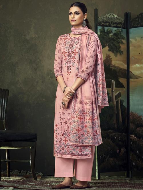 printed unstitched palazzo suit set - 17874200 - Very Small Image - 1