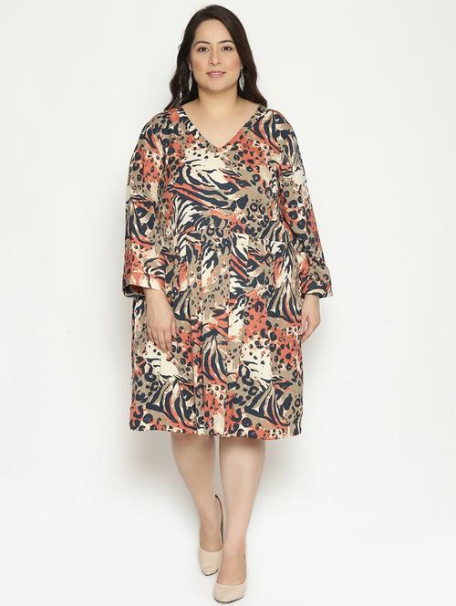 v-neck animal a-line dress - 17875194 - Very Small Image - 1