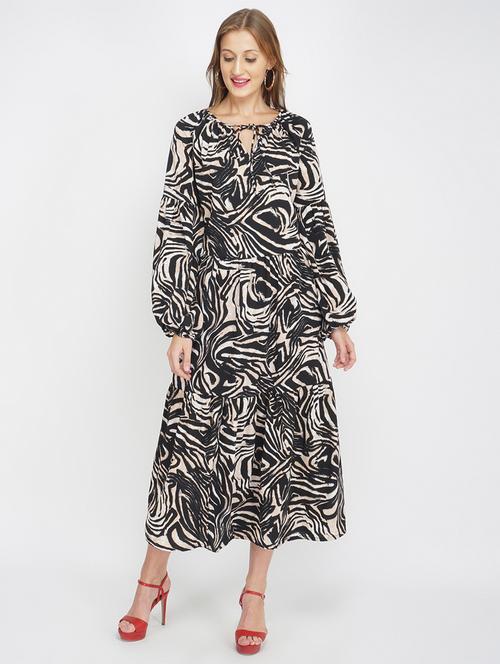 tie up neck animal a-line dress - 17875199 - Very Small Image - 1