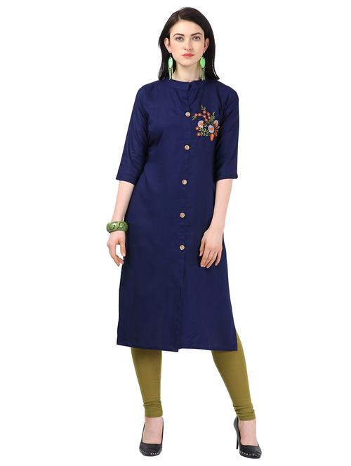 embroidered straight kurta - 17875232 - Very Small Image - 1