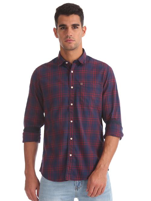 navy blue checkered casual shirt - 17875359 - Very Small Image - 1