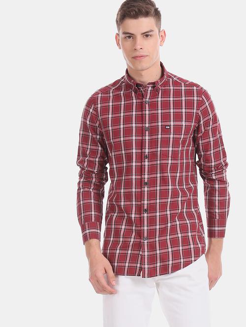 maroon checkered casual shirt - 17875631 - Very Small Image - 1