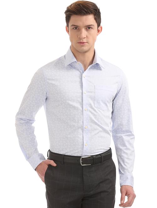 light blue printed formal shirt - 17875971 - Very Small Image - 1