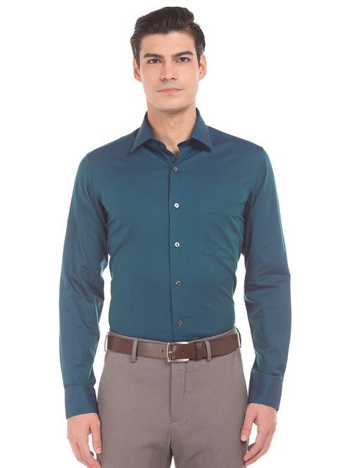 teal solid formal shirt - 17876046 - Very Small Image - 1