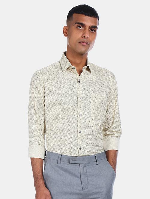 cream printed formal shirt - 17876084 - Very Small Image - 1
